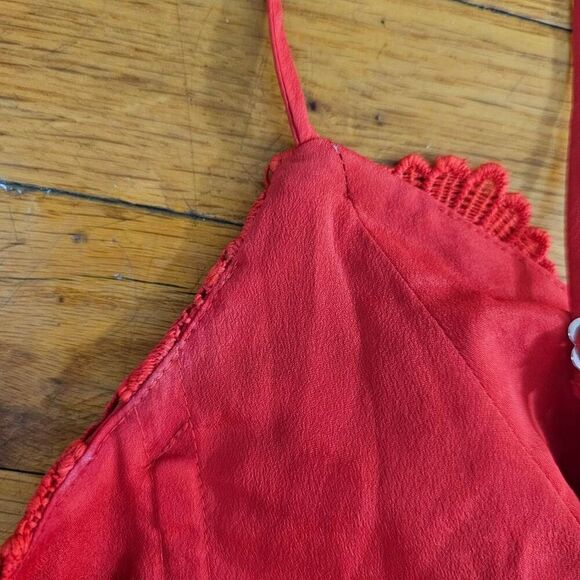 J Crew Guipure Lace Sheath Dress Red Spaghetti Strap 4 - Picture 9 of 10